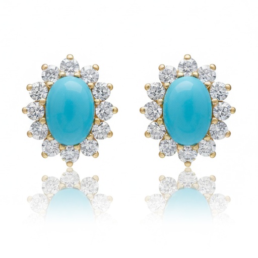 [P666T] PENDIENTES ORO 18KL TURQUESA SINTETICA