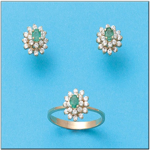 [P6680] PENDIENTES ORO 18KL ESMERALDA FINA