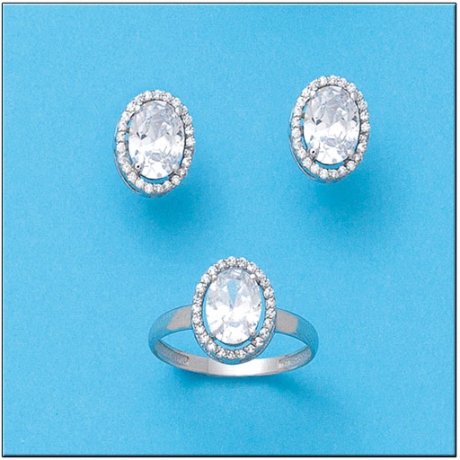 [P6719] PENDIENTES ORO BLANCO 18KL CIRCONITAS