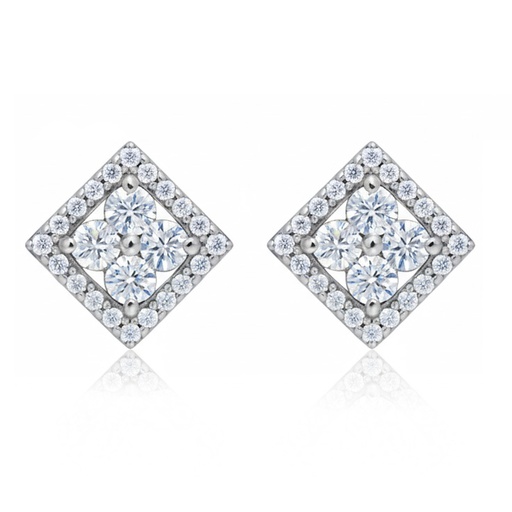[P6736] PENDIENTES ORO BLANCO 18KL CIRCONITAS