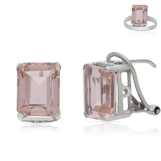 [P6784] PENDIENTE ORO BLANCO 18KL NANO MORGANITA