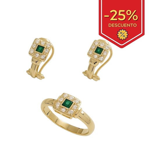 [P7210] PENDIENTES EN ORO DE 18KL CRISOPAL VERDE