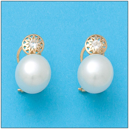 [P777] PENDIENTES ORO 18KL PERLAS CIRCONITAS