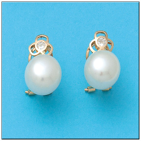 [P780] PENDIENTES ORO 18KL PERLAS CIRCONITAS