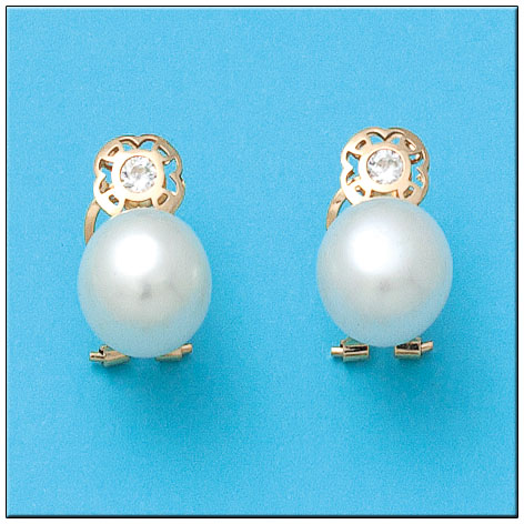 [P782] PENDIENTES ORO 18KL PERLAS CIRCONITAS