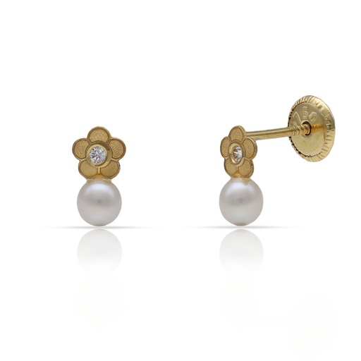 [P790] PENDIENTES ORO 18KL FLOR