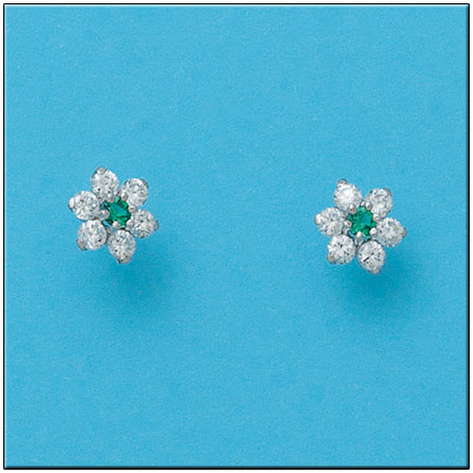 [P820] PENDIENTES ORO BLANCO 18KL ROSETON