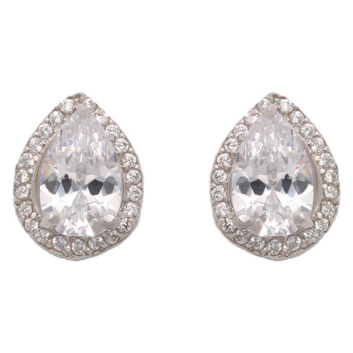 [P825] PENDIENTES ORO BLANCO 18KL LAGRIMA