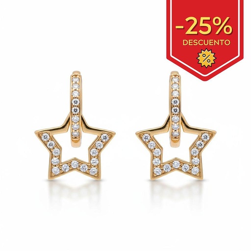 [P837] PENDIENTES ORO 18KL ESTRELLAS CIRCONITAS