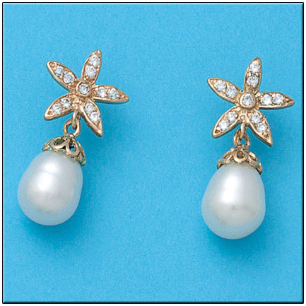 [P854] PENDIENTES ORO 18KL FLOR P. CULTIVADAS
