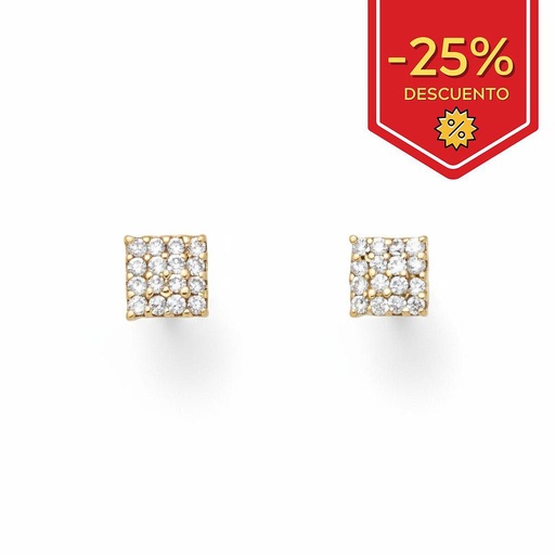 [P892] PENDIENTES ORO 18KL CUADRADOS CIRCONITAS