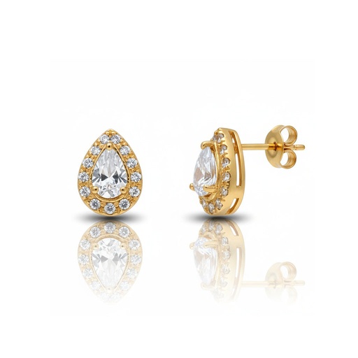 [P904] PENDIENTES ORO 18KL LAGRIMA CIRCONITAS