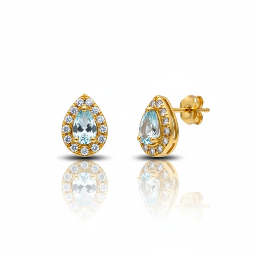 [P905] PENDIENTES ORO 18KL LAGRIMA CIRCONITAS