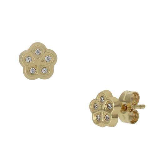 [P938] PENDIENTES ORO 18KL FLOR CIRCONITAS -6MM
