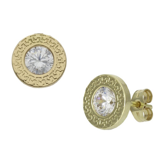 [P964] PENDIENTES ORO 18KL CHATON - 9MM