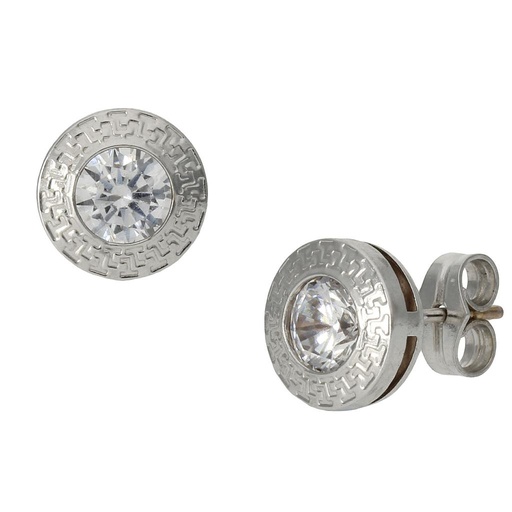 [P967] PENDIENTES ORO BLANCO 18KL CHATON - 9MM