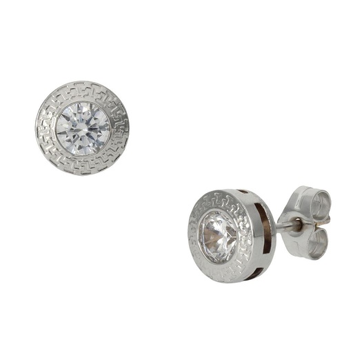 [P968] PENDIENTES ORO BLANCO 18KL CHATON - 7MM