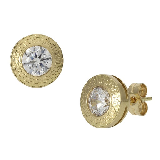 [P974] PENDIENTES ORO 18KL CHATON - 9MM