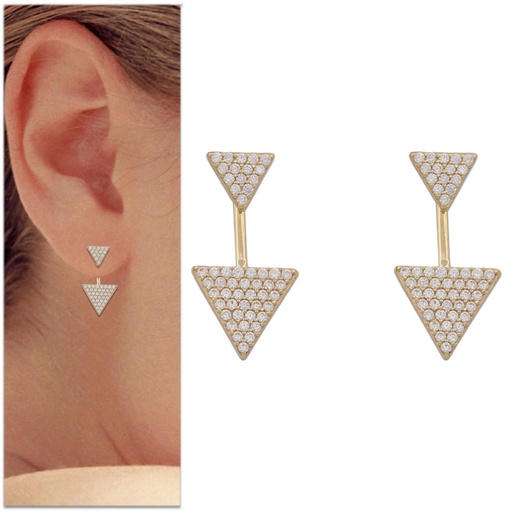[P989] PENDIENTES ORO 18KL FLECHA CIRCONITAS