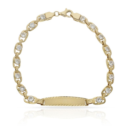 [PU1001] PULSERA ORO 18KL TROQUELADA CIRCONITAS