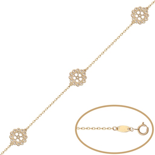 [PU1025] PULSERA ORO 18KL FLOR CIRCONITAS