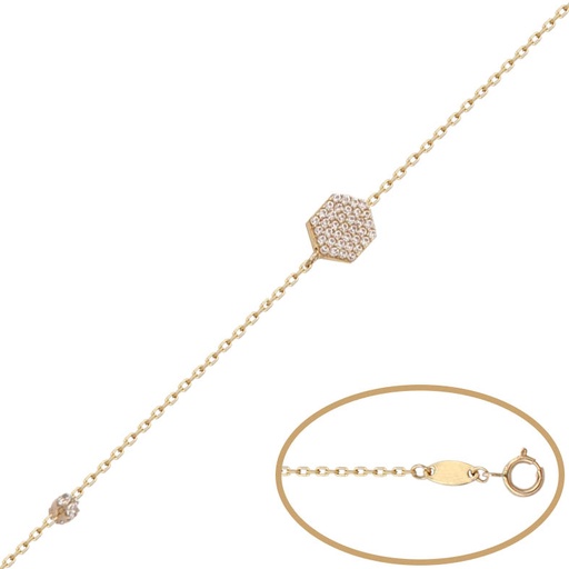 [PU1031] PULSERA ORO 18KL HEXAGONO CIRCONITAS
