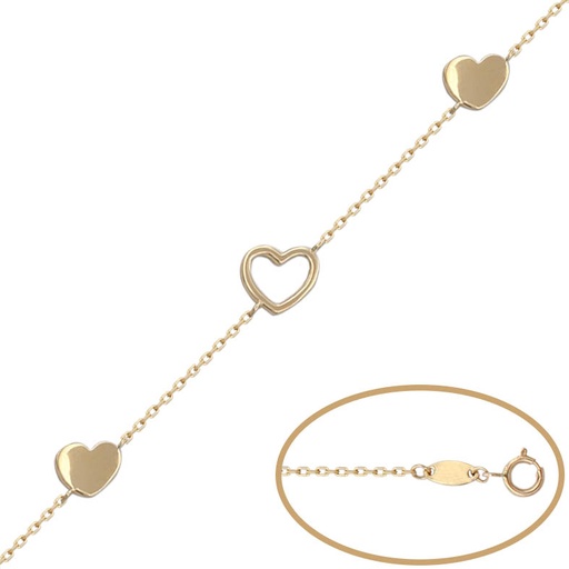 [PU1045] PULSERA ORO 18KL - 3 CORAZONES