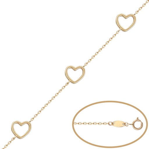 [PU1056] PULSERA ORO 18KL - 3 CORAZONES