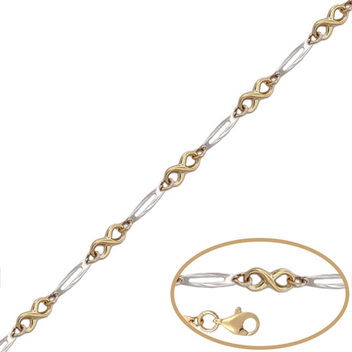 [PU1070] PULSERA ORO 18KL BICOLOR INFINITOS