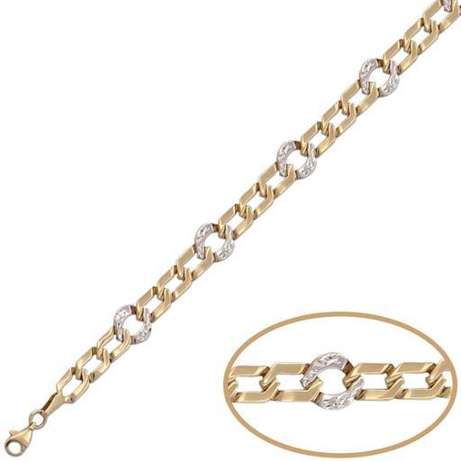 [PU1081] PULSERA ORO 18KL BICOLOR TALLADA