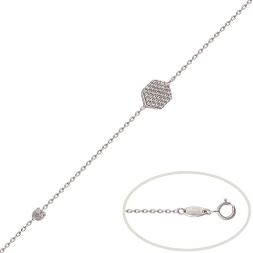 [PU1125] PULSERA ORO BLANCO 18KL HEXAGONO CIRCONITAS