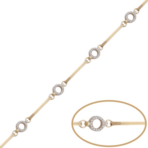 [PU1192] PULSERA ORO 18KL CIRCULOS CIRCONITAS
