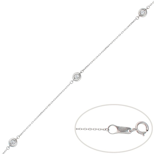 PULSERA ORO BLANCO 18KL CHATONES - 4MM