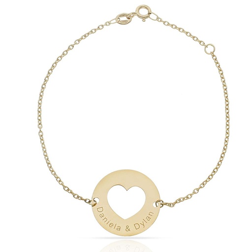 [PU1346] PULSERA ORO 18KL CORAZON + NOMBRES