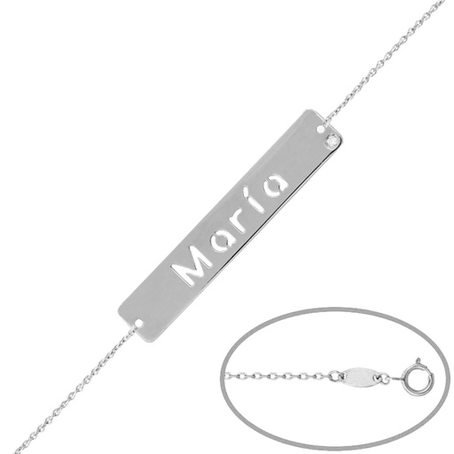[PU1349] PULSERA NOMBRE ORO BLANCO 18KL DIAMANTE
