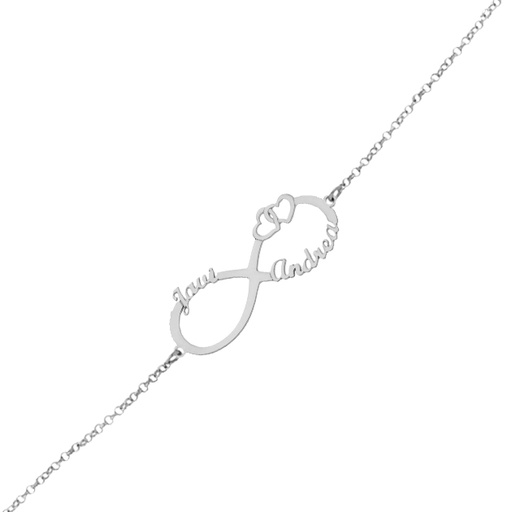 [PU1367] PULSERA ORO BLANCO 18KL INFINITO + CORAZONES