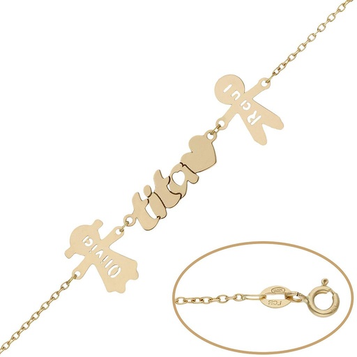[PU1368] PULSERA ORO 18KL TITA + NIÑOS