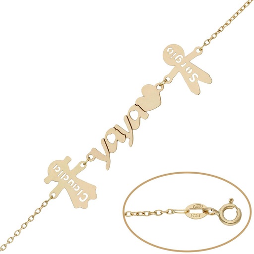 [PU1369] PULSERA ORO 18KL YAYA + NIÑOS