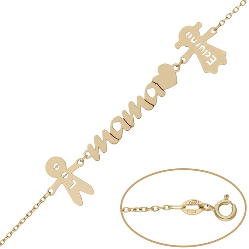 [PU1370] PULSERA ORO 18KL MAMA + NIÑOS