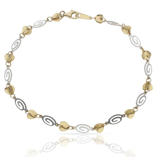 [PU1468] PULSERA ORO 18KL TOBILLERA BICOLOR
