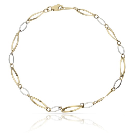[PU1470] PULSERA ORO 18KL TOBILLERA BICOLOR