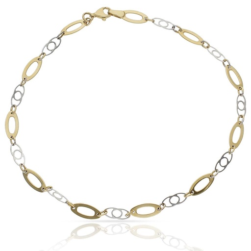 [PU1473] PULSERA ORO 18KL TOBILLERA BICOLOR