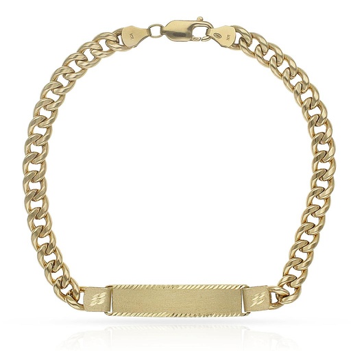 PULSERA ORO 18KL HUECA BARBADA PLACA