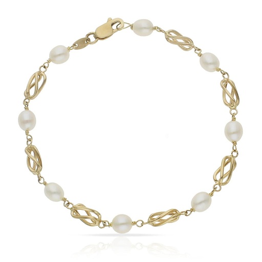 PULSERA ORO 18KL PERLA JOFA + JAULA