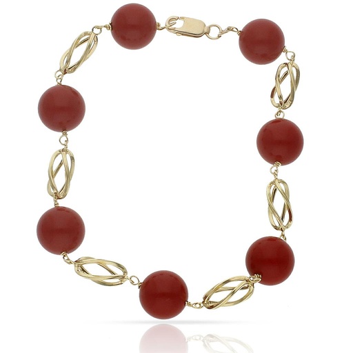 [PU599] PULSERA ORO 18KL CORALINA Y JAULA