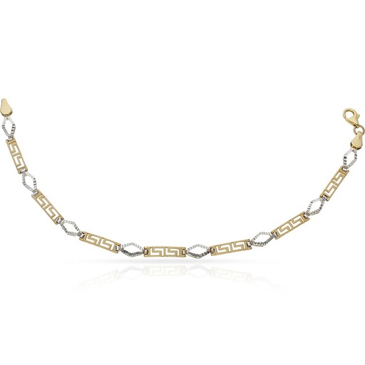 [PU643] PULSERA ORO 18KL BICOLOR GRECA