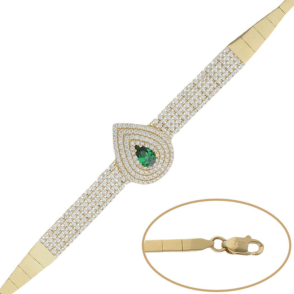 PULSERA ORO 18KL VERDE Y CIRCONITAS