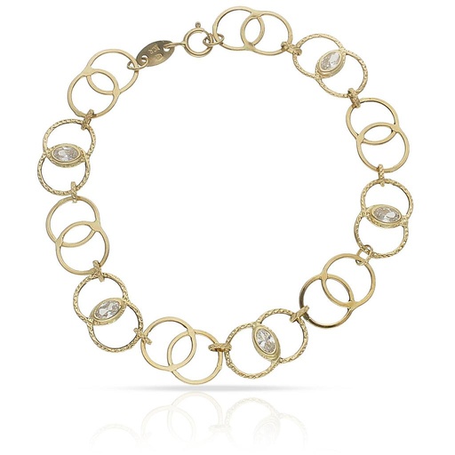 [PU959] PULSERA ORO 18KL TROQUELADA CIRCONITAS