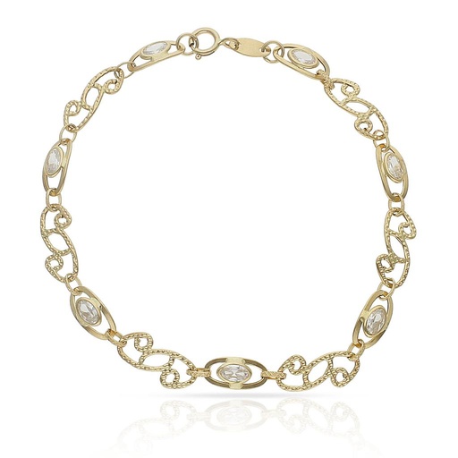 [PU962] PULSERA ORO 18KL TROQUELADA CIRCONITAS