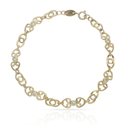 [PU969] PULSERA ORO 18KL TROQUELADA CIRCONITAS